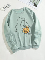 Fifth Avenue DIFT756 Figure Printed Sweatshirt - Mint Green