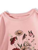 Fifth Avenue DIFT762 Flowers Printed Sweatshirt - Pink