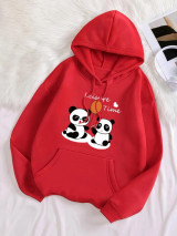 Fifth Avenue DIFT768 Panda Print Hoodie - Red