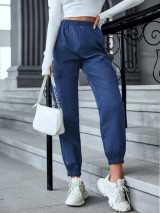 Fifth Avenue Women's Elastic Waist Cargo Pocket Detail Pants FAWLP77