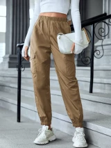 Fifth Avenue Women's Elastic Waist Cargo Pocket Detail Pants FAWLP79