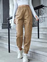 Fifth Avenue Women's Elastic Waist Cargo Pocket Detail Pants FAWLP79