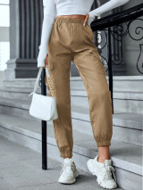 Fifth Avenue Women's Elastic Waist Cargo Pocket Detail Pants FAWLP79