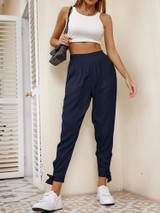 Fifth Avenue Women's Elastic Waist Tie Ankle Detail Pants FAWLP84