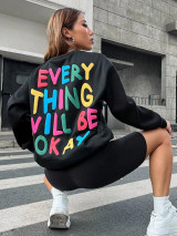 Fifth Avenue DIFT772 Everything Will Be Ok Printed Sweatshirt - Black