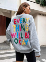 Fifth Avenue DIFT772 Everything Will Be Ok Printed Sweatshirt - Grey