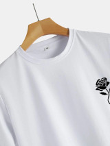 Fifth Avenue Floral Pocket Printed MIFT350 AOKI Dip Hem T-Shirt - White