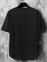 Fifth Avenue Tokyo Printed MIFT355 AOKI Dip Hem T-Shirt - Black
