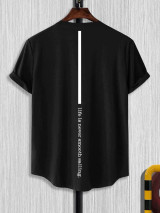 Fifth Avenue Back Line Text Printed MIFT356 AOKI Dip Hem T-Shirt - Black