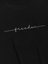 Fifth Avenue Freedom Printed MIFT364 AOKI Dip Hem T-Shirt - Black