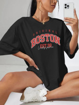 Fifth Avenue DIFT800 Boston Printed Oversized T-Shirt - Black