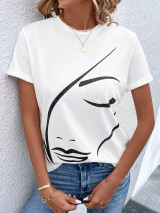 Fifth Avenue DIFT803 Face Printed Oversized T-Shirt - White