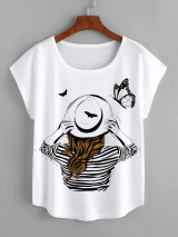 Fifth Avenue Women's Dolman DIFT808 Printed T-Shirt - White