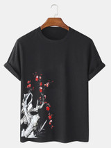 Fifth Avenue Plant Floral Printed MIFT378 T-Shirt - Black