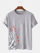Fifth Avenue Plant Floral Printed MIFT378 T-Shirt - Grey