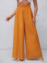 Fifth Avenue Women's Elastic Waist Polka Dot Detail Pants FAWLP94