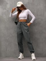 Fifth Avenue Women's Elastic Waist Cargo Pocket Detail Pants FAWLP98