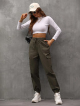 Fifth Avenue Women's Elastic Waist Cargo Pocket Detail Pants FAWLP99