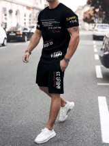 Mens Summer Printed Co Ord Set by Fifth Avenue MSFACSS40 - Black