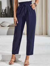 Fifth Avenue Women's Elastic Tie Waist Pocket Detail Pants FAWLP100