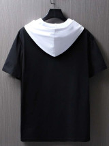 Fifth Avenue Drink Text Print MIFT411 Hooded ROKA T-Shirt - Black White