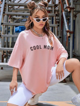 Fifth Avenue DIFT812 Cool Mom Printed Oversized T-Shirt - Pink