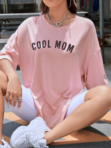 Fifth Avenue DIFT812 Cool Mom Printed Oversized T-Shirt - Pink