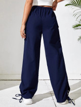 Fifth Avenue Women's Elastic Waist Pocket Detail Wide Leg Pants FAWLP115