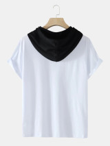 Fifth Avenue Melt Face Print MIFT432 Hooded ROKA T-Shirt - White Black