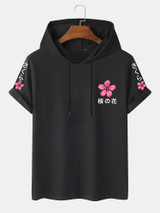 Fifth Avenue Floral Text Print MIFT439 Hooded ROKA T-Shirt - Black