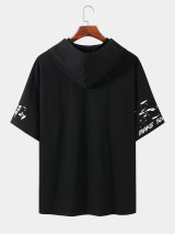 Fifth Avenue Floral Graffiti Print MIFT446 Hooded ROKA T-Shirt - Black