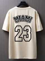 Nine Zero Miami 23 Front Back Printed NZMT5 T-Shirt - Cream