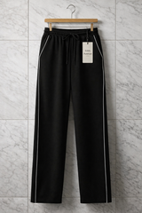 Fifth Avenue Womens Striped Wide Leg Track Pants - FAW26PA4 - Black