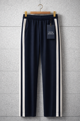 Fifth Avenue Womens Striped Wide Leg Track Pants - FAW26PA6 - Navy Blue