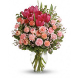 Roses With Seasonal imported flowers in Vase
