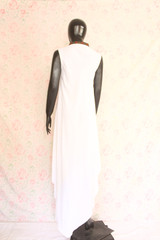 White Sleeveless Silk Lawn Top by Marvi