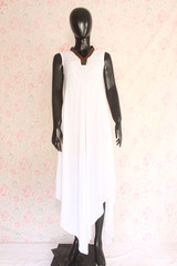 White Sleeveless Silk Lawn Top by Marvi