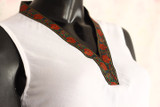 White Sleeveless Silk Lawn Top by Marvi