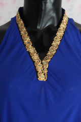 Blue Sleeveless Silk Lawn Top by Marvi