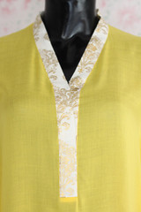 Yellow Silk Lawn Top by Marvi