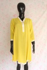 Yellow Silk Lawn Top by Marvi
