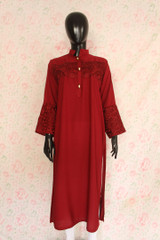 Maroon Silk Lawn Shirt 2 By Marjan
