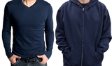 Blue Hoodie And Long Sleeve V Neck Shirt by Tee Tall