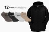  Black Premium Hoodie & 12 Pairs Ankle Socks by Tee Tall