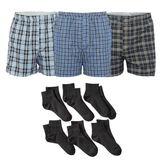 Pack of 3 Boxers and 6 Ankle Socks