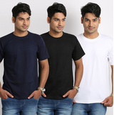 Pack of 3 100% Cotton Crew Neck T-Shirts