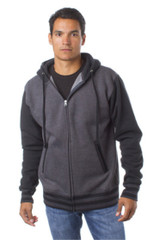 Varsity Hoodie by Rush With Fleece Lining - Charcoal