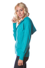 Caribbean Blue Hoodie For Her by Rush With Fleece Lining