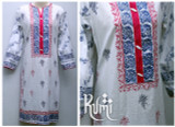 Blue and Red Vines Stitched Kurti by Rumi