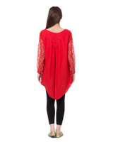 Red Cotton and Net Top For Women by Tee Tall